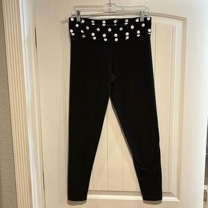 PINK YOGA Black Cotton Fold Down Waist Pant